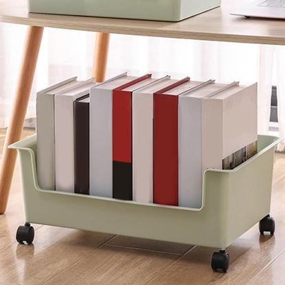 Healifty Book Storage Container on Wheels Plastic Storage Box with Wheels under Desk Bookcase for Dormitory Office and Home for Books and Sundries