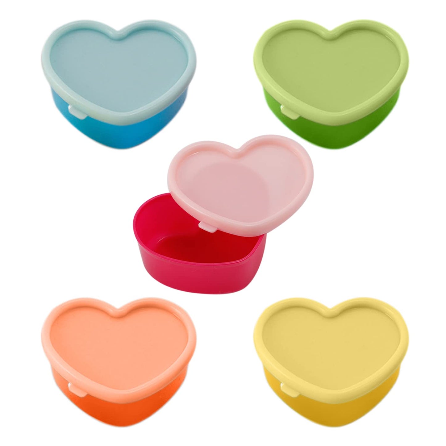 MUEEAD 5 Heart Shaped Snack & Spice Storage Box - Mini, Small & Freezer Boxes