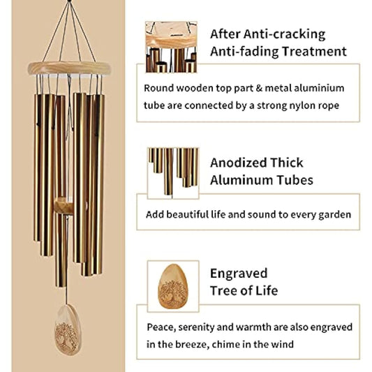 Astarin Sympathy Wind Chimes for Outside Deep Tone, Memorial Wind Chime for Loss of Loved One, in Memory Wind Chimes Outdoor as Bereavement Memorial Gifts for Mom Dad(30 Inch Bronze)