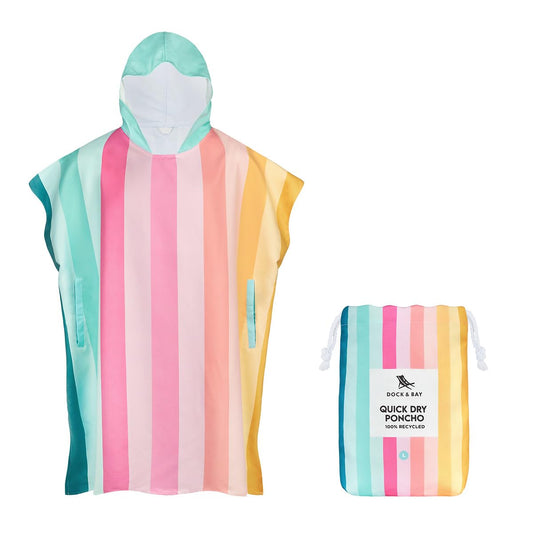Dock & Bay Adult Beach Poncho - Hooded Towel with Deep Pockets - for Beach & Pool - Super Absorbent, Quick Dry - Coastal Candy, Large (105x80cm,