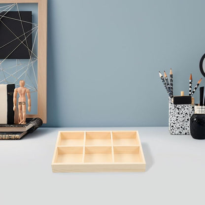 VICASKY 3pcs Wooden Organizer Box with Dividers Multi Use Wood Storage Tray for Crayons and Small Items Space Efficient Desk and Shelf Container