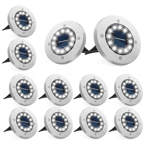 Bzavor 12 Solar Floor Lights Outdoor 12 LEDs Solar Lights with Upgrade Solar Panel Garden Light Solar Lamp Solar Spotlight Decoration for Lawn,