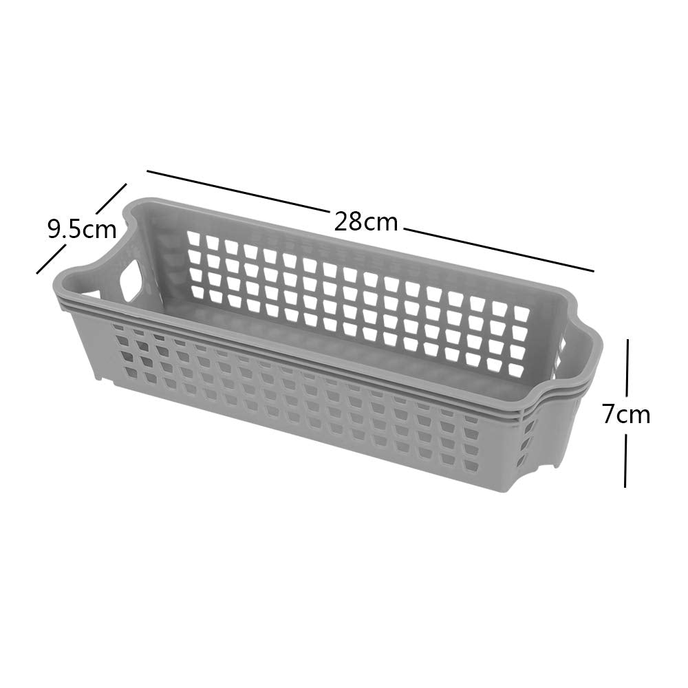 Jandson Small Plastic Storage Baskets, Slim Stackable Baskets 6 Packs, Grey