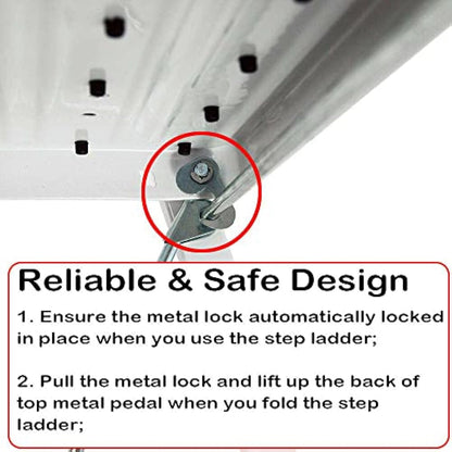 2 Step Ladder Portable Folding 2 Step Stool Heavy Duty Steel Ladder with Hand Rail and Anti-Slip Wide Pedal, Lightweight Stepladder for Home and Kitchen Use, 330lbs Capacity