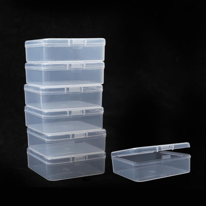 FISHSHOP 6 PCS Small Clear Plastic Storage Box Containers, Mini Rectangular Storage Box