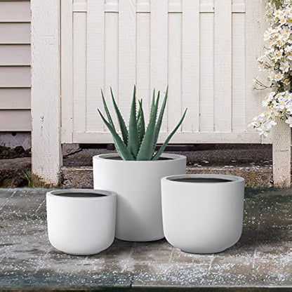 Kante Planter, Concrete, White, 13.1",11",9" Dia