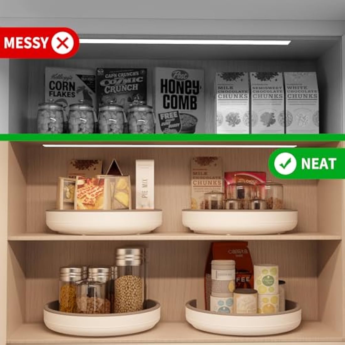 4 Pack 10 Inch Non-Skid Lazy Susan Turntable Organizers - Rotating Tray for Pantry Organization and Storage, Kitchen, Cabinet, Fridge, Bathroom Vanity, Countertop, Under Sink Organizing, Spice Rack