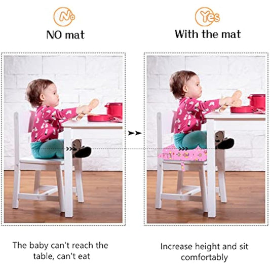 Baby Booster Seat for Dining Table, Stronger Support Non-Slip Bottom Double Safe Straps Booster Seat Dining Chair, Portable Travel Increasing Cushion (Pink)