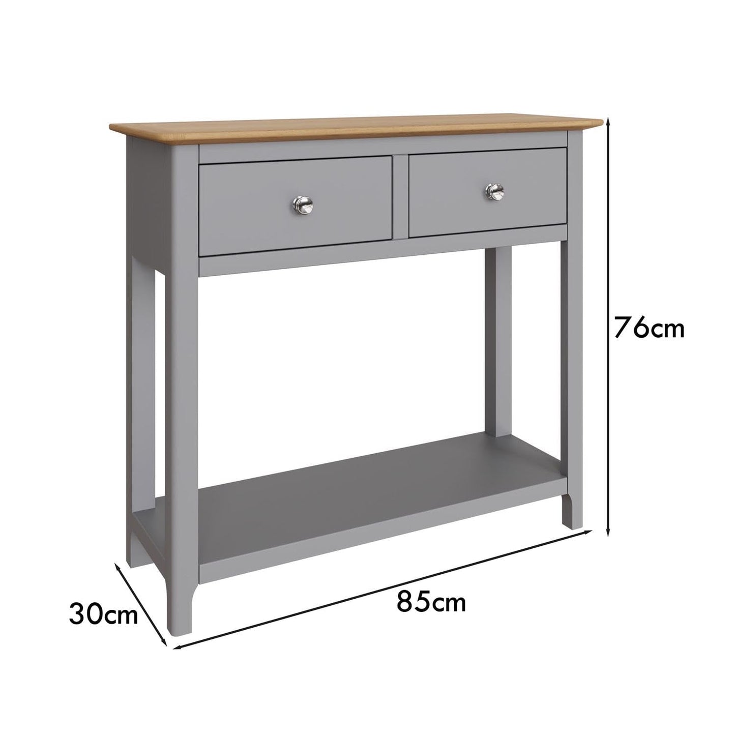 FWStyle Dove Grey 2 Drawer Console Table - H76 x W85 x D30cm