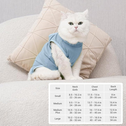 Avont Cat Recovery Suit Post Surgery, Elizabethan Collar & Cone Alternative, Kitten Onesie Pet Surgical Spay Shirt for Abdominal Wounds or Skin Diseases -Green (M)