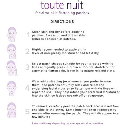 Toute Nuit Facial Wrinkle Flattening Patches, Triangle - Forehead, Around Eyes and Lips Anti-Wrinkle Patches, Face Tape - 45 Patches