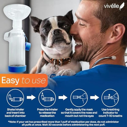 Vivélle Handheld Inhaler Spacer with 2 Masks for Pets Cat and Dog Inhaler Spacer for MDI