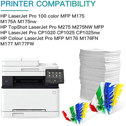 BeOne 4X 126A CE310A CE311A CE312A CE313A 130A CF350A Toner Cartridges Compatible for Laserjet Pro 100 Color MFP M175 M175A M175nw M176 M176FN M177 M177FW M275 M275NW CP1020 CP1025 CP1025nw (BK/C/M/Y)