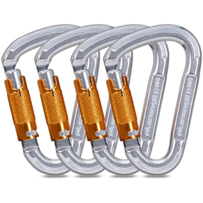 Climbing Carabiners, Auto Locking Carabiner Clips Heavy Duty for Rock Climbing, Camping, Dog Leash, Hammock, Swing, Water Bottle