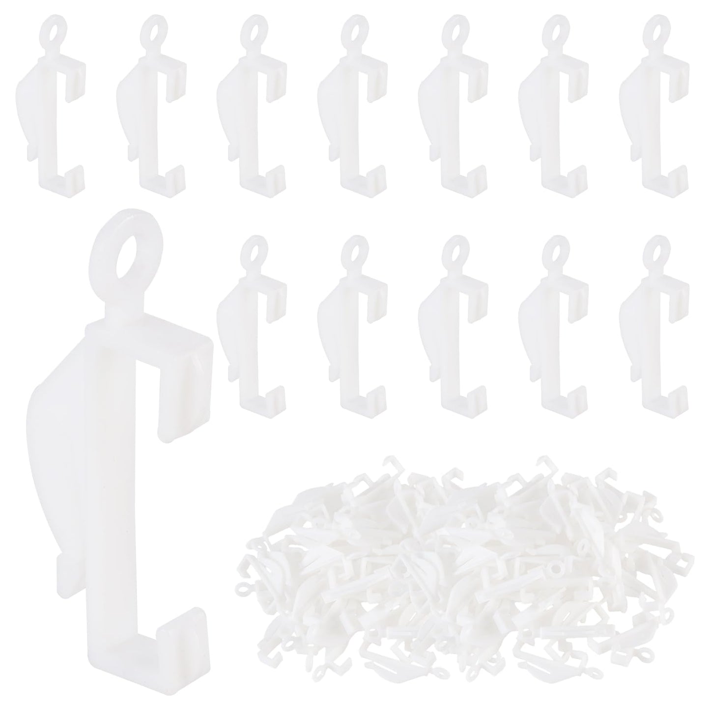 CHIHEUNG 200 PCS Plastic Curtain Hooks, Curtain Glider Hooks, Smooth Sliding Gliders for Track, Window, Shower Rooms, Dressing Room