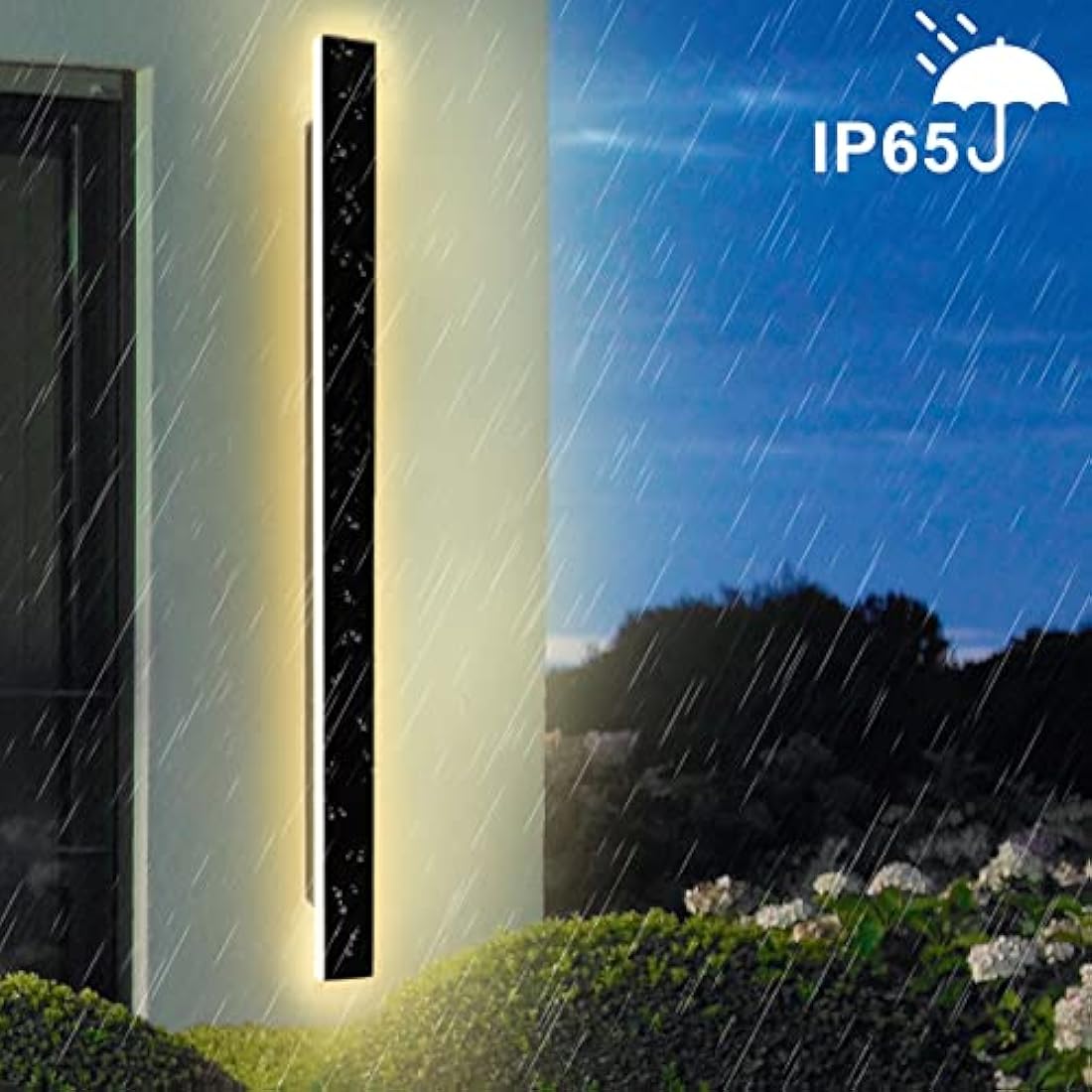 ZTWLEED Long Outdoor Wall Light,Dimmable Wall Light with Remote Control,LED Long Wall Lamp Villa 20W IP65 Waterproof Wall Lights Black,100CM Outdoor Wall Lamp for Patio Villa