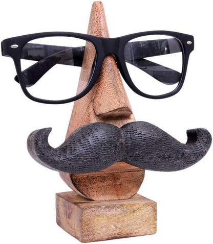 SWACRAFT Handmade Wooden Mustache Spectacle Holder Stand | Wood Carving Glasses Spectacle Holder Stand Sunglasses Display Rack Home Office Desk Décor