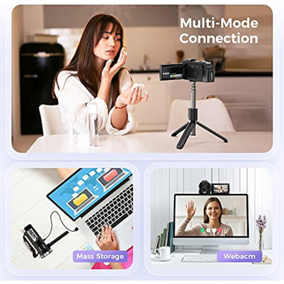 Sunscien Video Camera Camcorder, Full HD 1080P Digital YouTube Vlogging Camera Recorder,Video Camera 30FPS 3.0 Inch LCD 270 Rotatable Degrees IPS Screen with Remote Control 2 Batteries