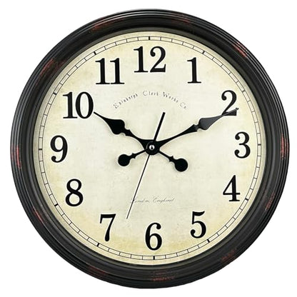 DIYZON Round Classic Wall Clock Silent Non Ticking 16'' Extra Large Quartz Vintage Clock, Curved glass Rome Retro Clock Battery Operated, Suitable