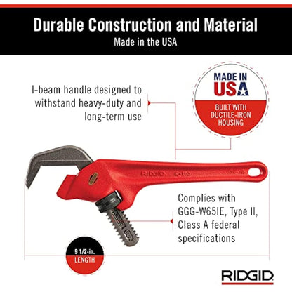 RIDGID 31305 Model E-110 Hex Wrench, 9-1/2-inch Offset Hex Wrench,Red, Black