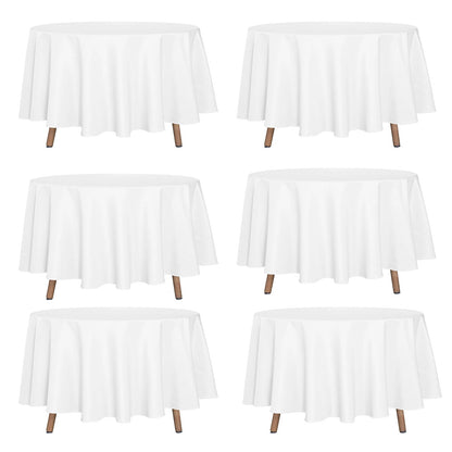 Kapwall 6 Pack White Round Table Cloth - 90Inch (228cm) Quality Tablecloth Table Cover for Wedding/Banquet/Restaurant/Party.