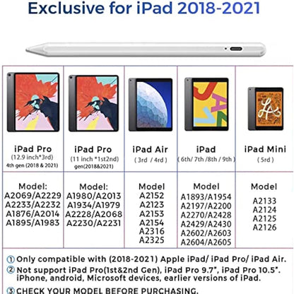 Stylus Pen for iPad with Palm Rejection,Active Pencil Compatible (2018-2020) Apple iPad Pro (11/12.9 Inch),iPad 6th/7th Gen,iPad Mini 5th Gen,iPad Air 3rd Gen for Precise Writing/Drawing