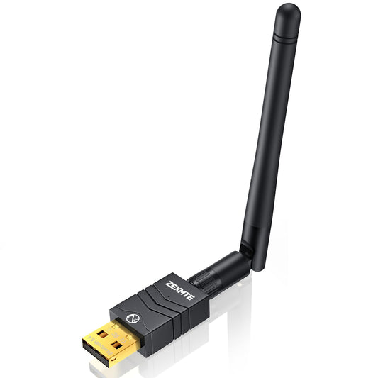 ZEXMTE 5.4 USB Bluetooth Adapter for PC, Long Range PC Bluetooth Adapter with High Gain Antenna, 492FT / 150M, Plug &Play for Windows 11/10/8.1/7
