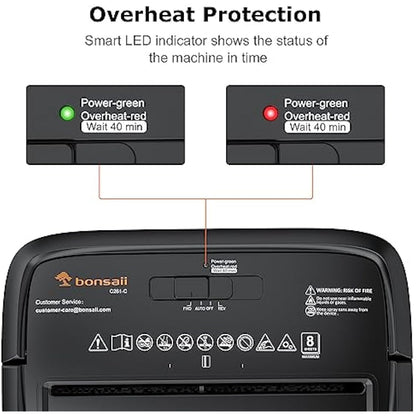Bonsaii 8-Sheet Cross-Cut Paper Shredder for Home Office, P-4 Security, Shreds Credit Cards, Staples, Paper Clips, Overheat Protection, Easy Jam Clearance, 16L Bin (C261-C NEW)