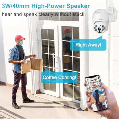GENBOLT 2.5K WiFi Security Camera Outdoor With PoE, 2.4/5GHz Dual WiFi CCTV Camera with Auto Tracking, Human/Vehicle Detection Pan Tilt Home Surveillance IP Camera with Siren Alarm