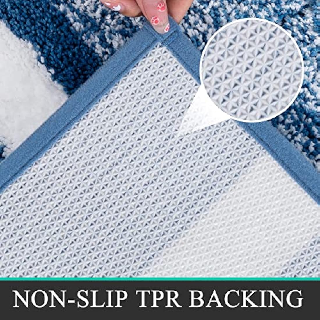 Pauwer Non Slip 3 Pieces Bath Mats and Toilet Mat Set Super Water Absorbent Bath Rug Sets Machine Washable Microfiber Shaggy Shower Floor Mats for Bathroom