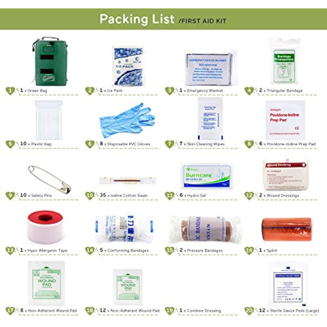 255PCs Pro First Aid Kit Emergency Survival Trauma Kit Medical Kit with Labeled Compartments for Boat Car Truck Camping Hiking Travel & Backpacking