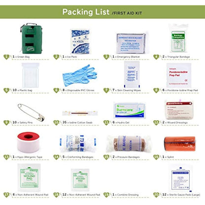 255PCs Pro First Aid Kit Emergency Survival Trauma Kit Medical Kit with Labeled Compartments for Boat Car Truck Camping Hiking Travel & Backpacking