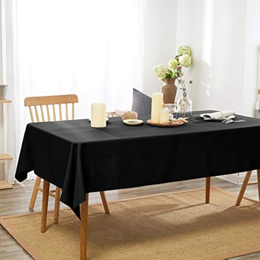 Deconovo Home Decorative Oxford Wipeable Tablecloth Rectangle Water Resistant Tablecloth for Party Table 130x160cm(51x63in) Black