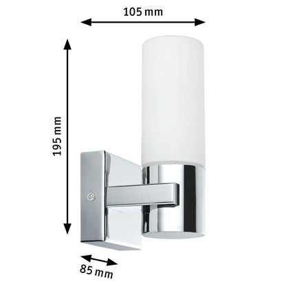 Paulmann 70354 Gemini Wall luminaire Wall Spotlight IP44 Without lamp E14 Base max. 2x20W Hallway Light 2-Pack Wall luminaire Chrome Satin Metal Glass