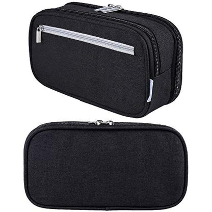 YONZONE Pencil Case Large Capacity Pencil Cases Big Pencil Bag Pen Pouch Holder for Boys Girls Teenage, 3 Compartments Stationery Office School Supplies High Storage Organiser Makeup Bag Adult, Black