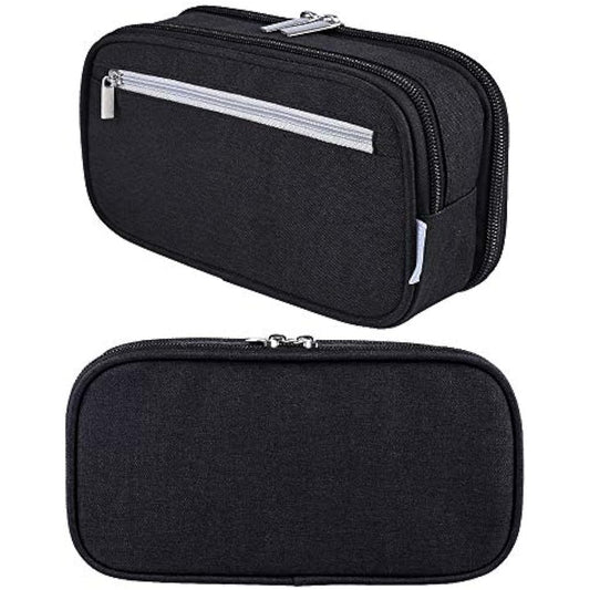 YONZONE Pencil Case Large Capacity Pencil Cases Big Pencil Bag Pen Pouch Holder for Boys Girls Teenage, 3 Compartments Stationery Office School Supplies High Storage Organiser Makeup Bag Adult, Black