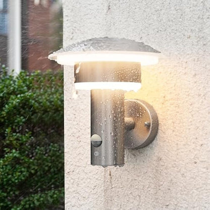 NBHANYUAN Lighting® Outdoor LED Wall Light with Motion Sensor,4 Lighting Modes Outside Lights PIR SUS316 Stainless Steel Wall Lamp IP44 Waterproof 3000K Warm White for Porch 1000LM