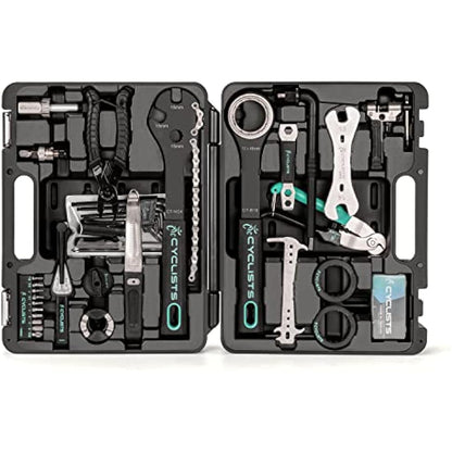 cyclists 27-Piece Bicycle Repair Kit, Portable Tool Box Tool Set, Tyre Chain Assembly, Repairs Bike Tool, with Carry Case