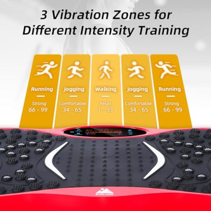 EVOLAND Vibration Plate Exercise Machine, Vibration Fitness Trainer with Bluetooth Speaker, 5 Program Modes, 2 Resistance Bands, Home Exercise Equipment for Fitness Body Toning