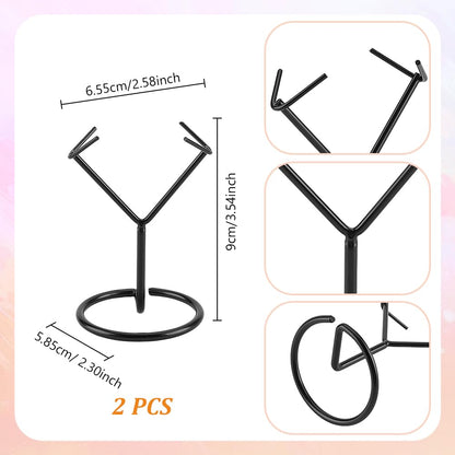 AHANDMAKER 2Pcs Rock Display Stand, Metal Crystal Display Holder Small Crystal Ball Holders for Gemstones Spheres Geodes Rocks Fossils Marbles Home