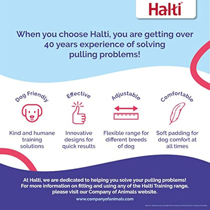 HALTI No Pull Harness Size Medium & HALTI Training Leash Size Large, Black Combination Pack - Stop Your Dog Pulling on the Leash. Adjustable, Lightweight and Easy to Use. Suitable for Medium Dogs