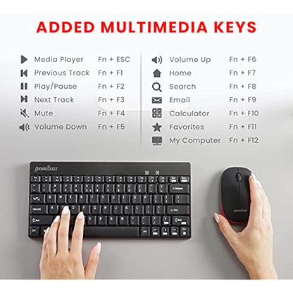perixx PERIDUO-712 Wireless Mini Keyboard and Mouse Combo - AES 128 Bit - Black - UK Layout