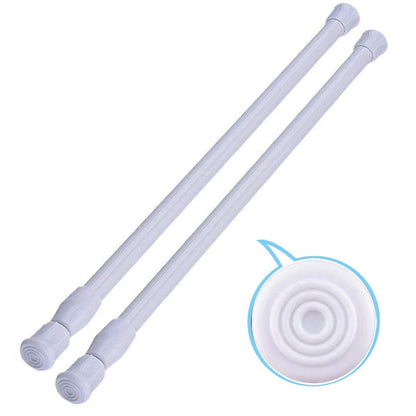 2 Pack Small Tension Rods 12 in to 20 Curtain Rods Window Rods in Extendable Width Spring Cupboard Bars for Kitchen Utensils, Closet, and Cabinet