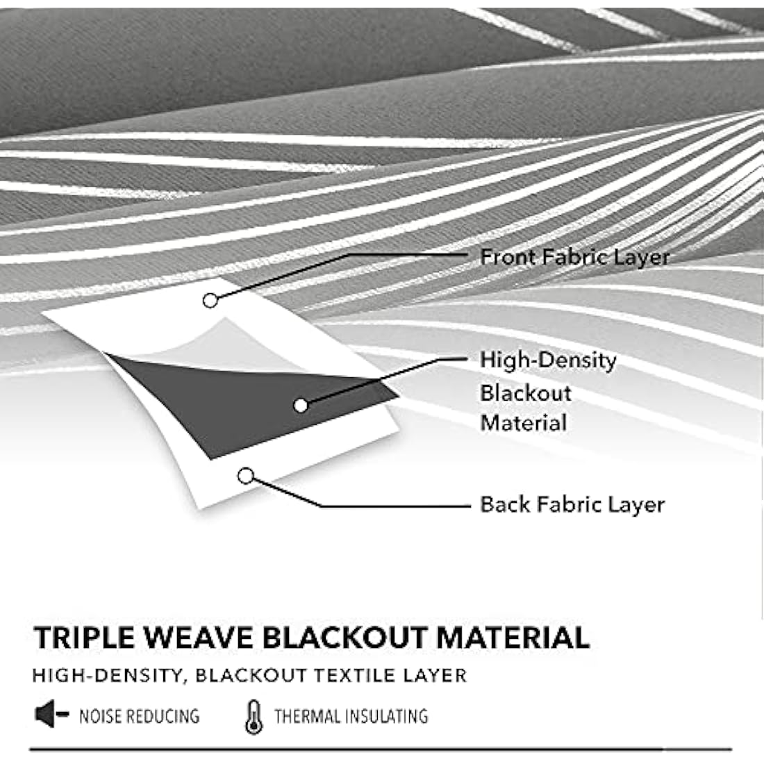 Deconovo Grey Blackout Curtains for Living Room 72 Drop Silver Wave Line Foil Printed Blackout Curtains Thermal Insulated Curtains Eyelet Curtains for Baby Nursery 66 x 72 Inch Light Grey Two Panels