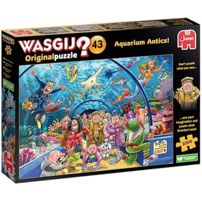 Wasgij Original 43, Aquarium Antics - 1000 Piece Jigsaw Puzzles for Adults - Fun, Challenging & Brainteasing Adults Jigsaw Puzzle - Uncover the Puzzle - 100% Recycled Cardboard - 1000pcs - Jumbo