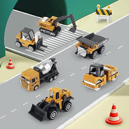Coolplay Construction Vehicles Toy Set for Kids, Little Truck Cars Toy Roller Bulldozers Forklift Excavator Asphalt Car Dump for Boys 3 Years Old
