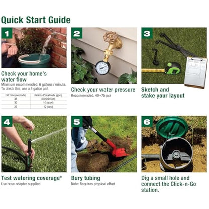 Rain Bird 32HE In-Ground Pro Rotor Pop-up Sprinkler System Kit with Click-N-Go Garden Hose Connection