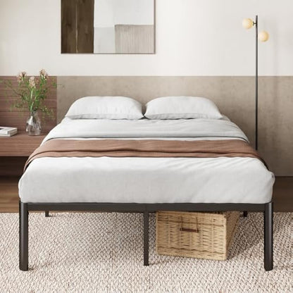 Zinus Van Super King Bed frame - Bed 180x200 cm - 41 cm Height with Underbed storage - Metal Platform Bed frame with Steel slat support - Black