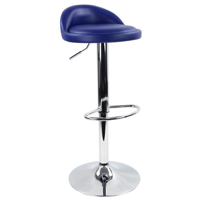 KKTONER PU Leather Round Bar Stool with Back Rest Height Adjustable Swivel Pub Chair Home Kitchen Bar stools Backless Stool with Footrest (Blue)