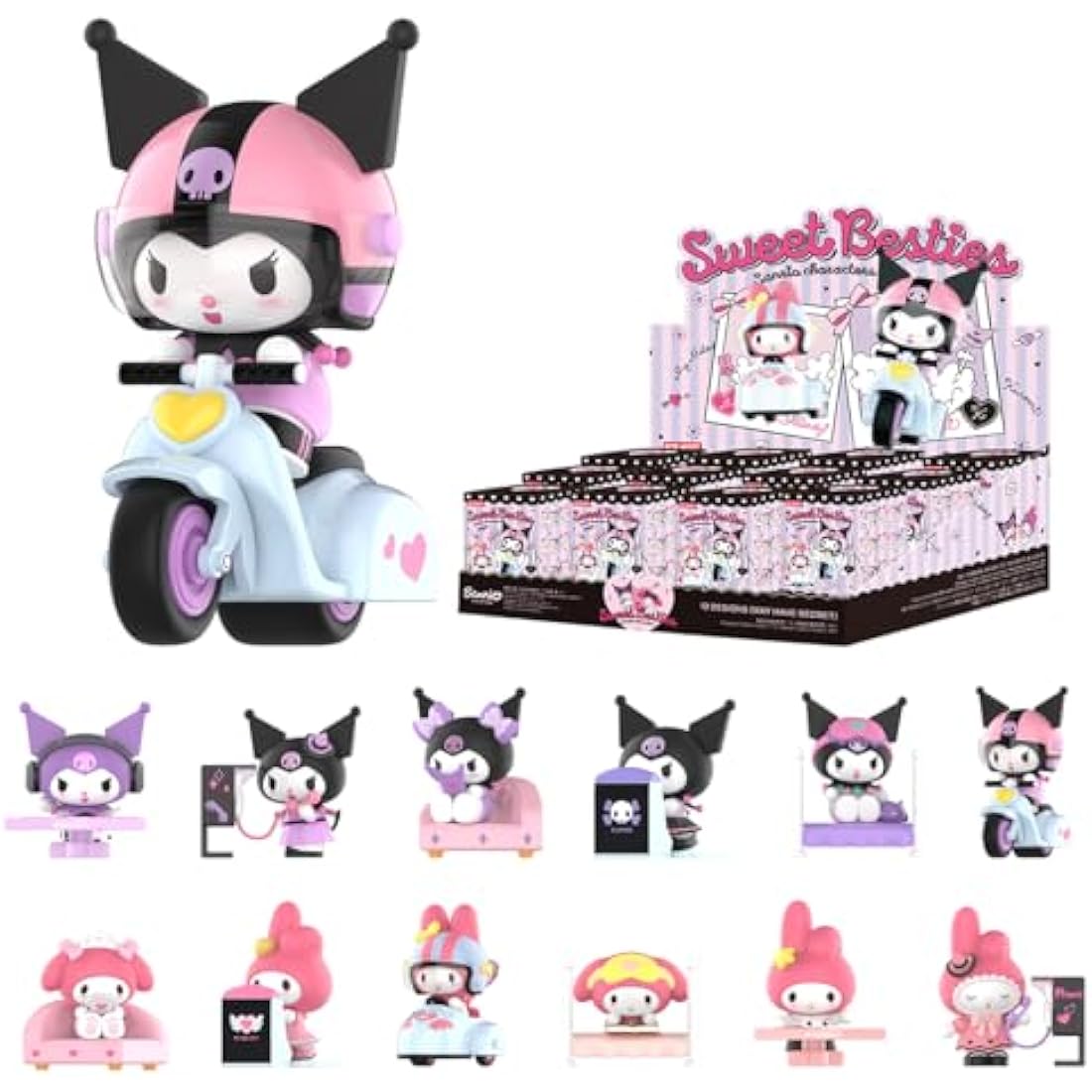 POP MART Sanrio characters Sweet Besties Series Figures Collectible Character Series Whole Set(12Boxes) 2.5inches Articulated Character Premium Design gifts for women Fan-Favorite blind box